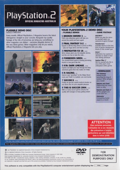 PlayStation 2 Official Magazine-Australia Demo Disc 27 Image 2