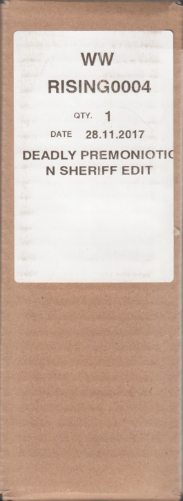 Sticker on brown box