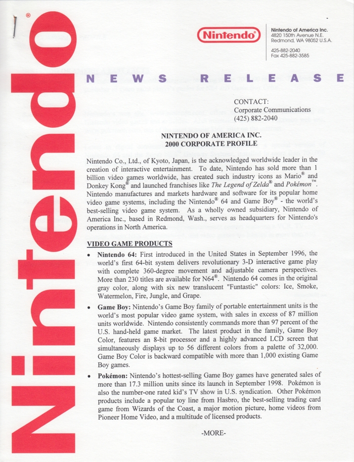 Corporate press release 1, front page