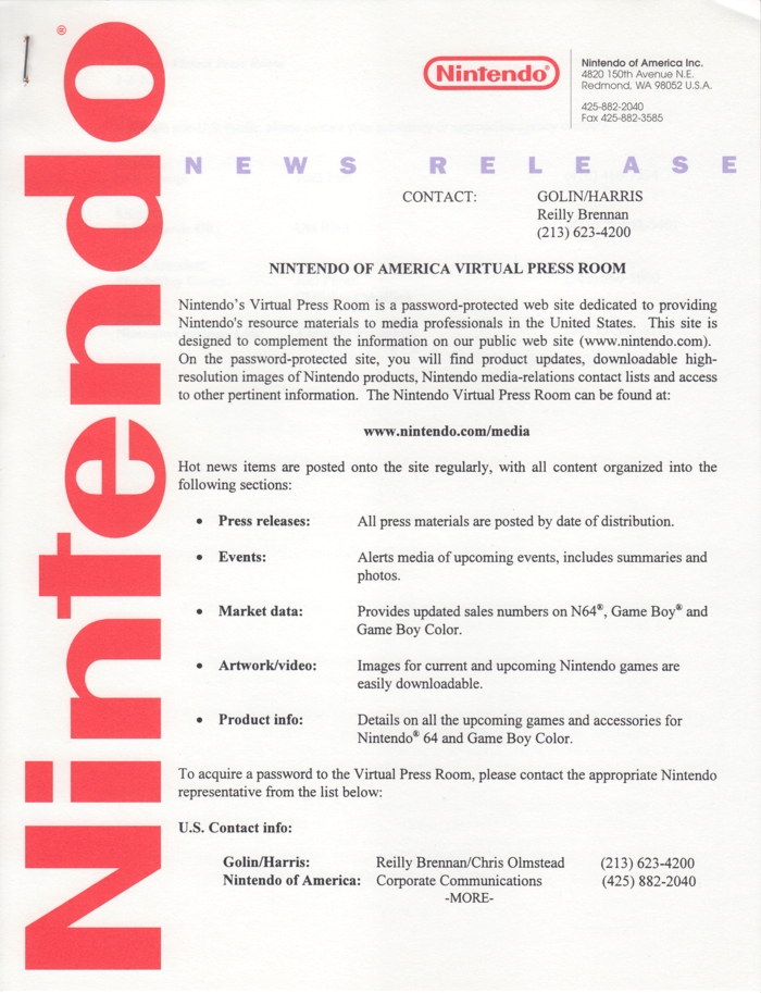 Corporate press release 3, front page