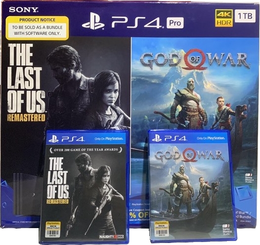 PlayStation 4 box (with sticker) and games