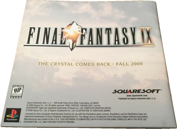 Back of manual