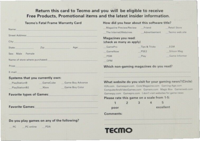 Back of registration card