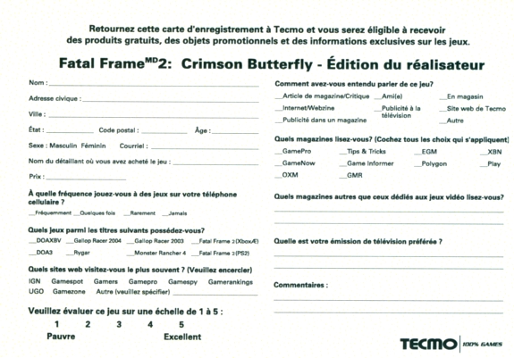 Back of French survey card Back of French survey card