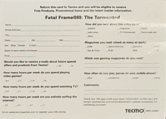 Back of registration card
