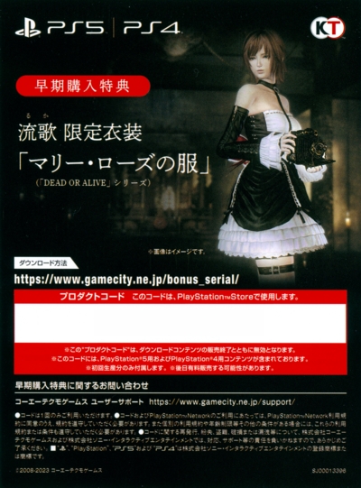 Front of DLC sheet (censored code)