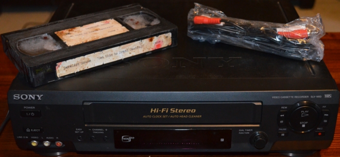 Dread Central, VCR with tape and video cables on top