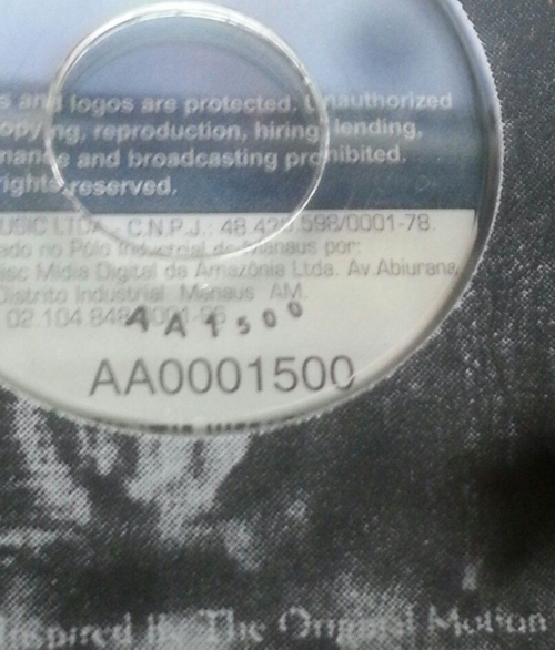 Production number on the disc