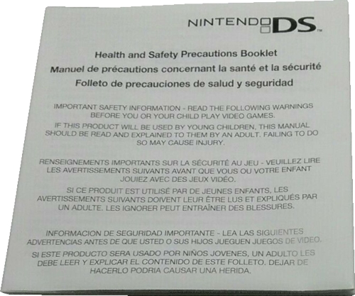 Front of Nintendo DS booklet