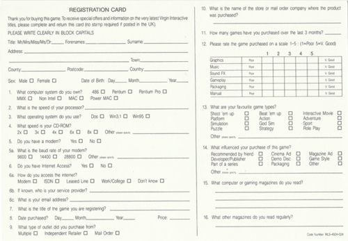 Registration card