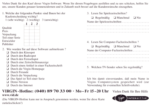Back of registration card