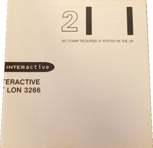 Front of folded registration card