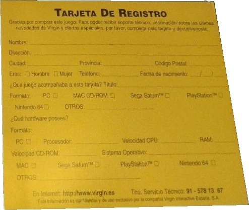 Registration card