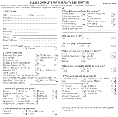Back of registration card