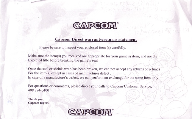 Capcom Direct returns statement Capcom Direct returns statement