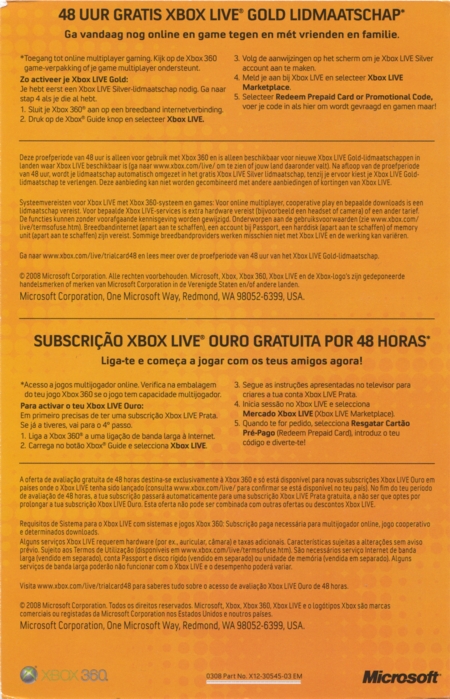 Back of Xbox Live card