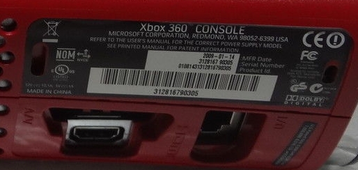 Back of console