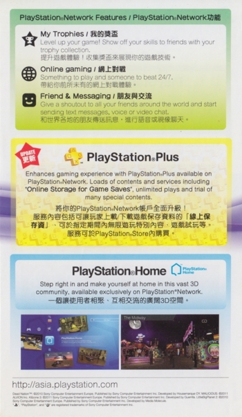Back of PlayStation Network leaflet (PSNA-12)