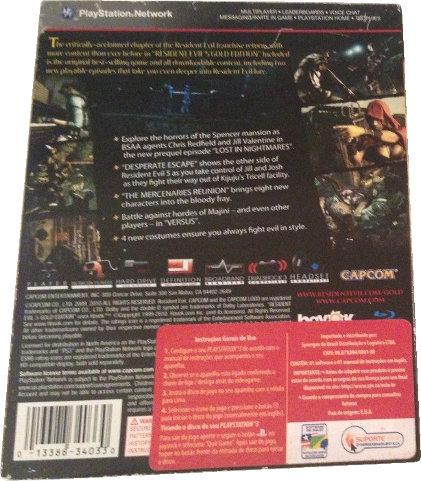 Back of slipcover with sticker