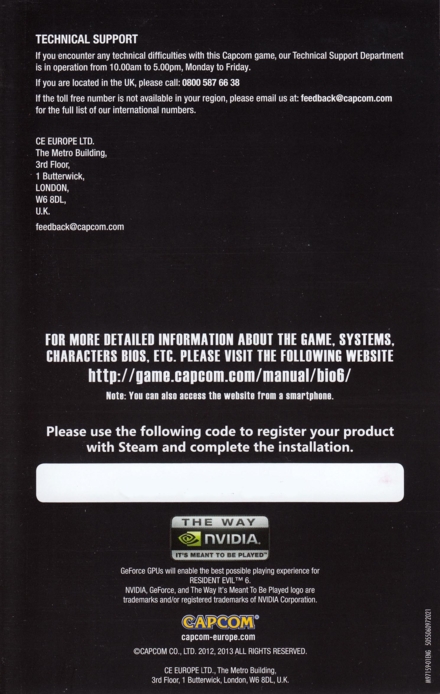 Manual back (censored CD-key)