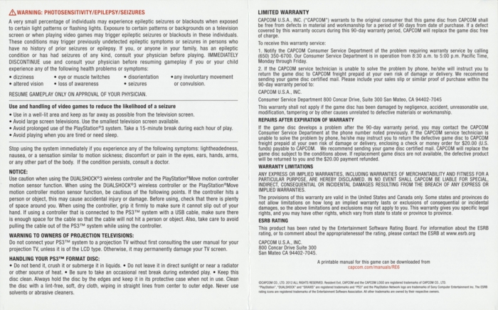 Warranty and information folder, English side Warranty and information folder, English side