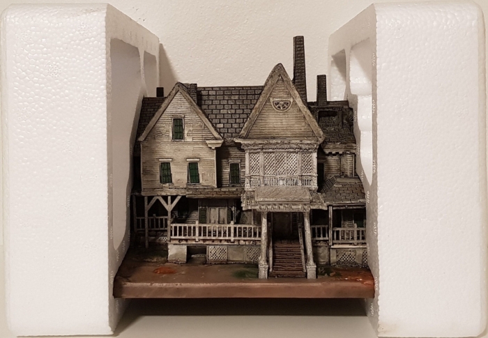 Mansion replica inside styrofoam