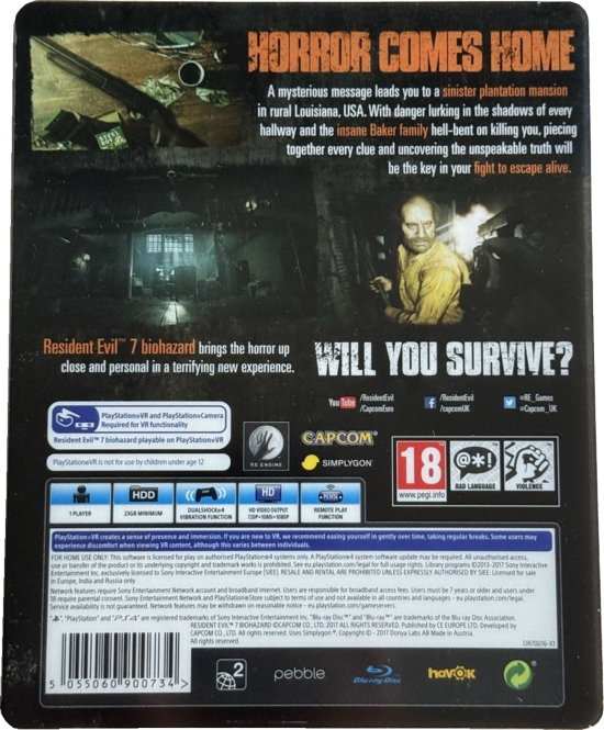 Back of steelbook inside plastic slipcover