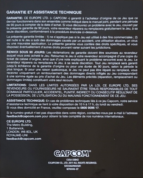 Front of warranty sheet