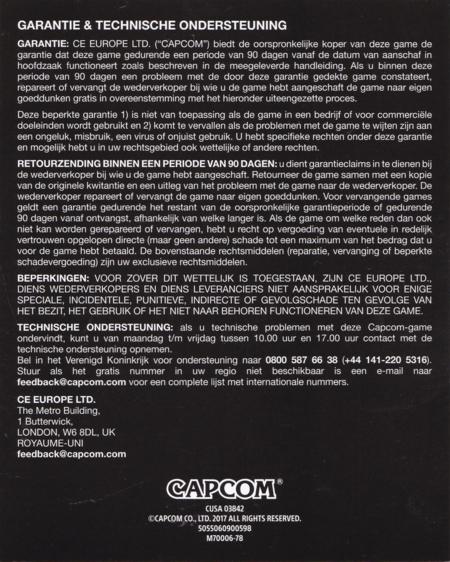 Front of warranty sheet Front of warranty sheet