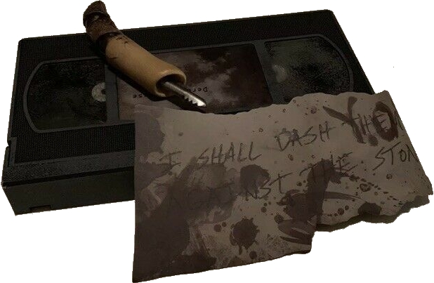 Tape shell, USB drive, and creepy note