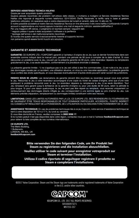 Back of information flyer (censored Steam-key)