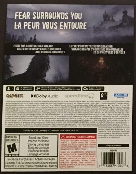 Back of slipcover on box, detail