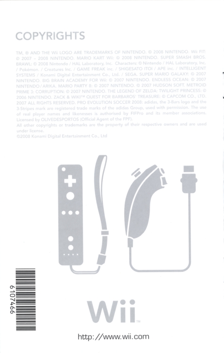 Back of Wii booklet