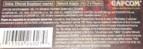 Capcom Entertainment address on the back Capcom Entertainment address on the back