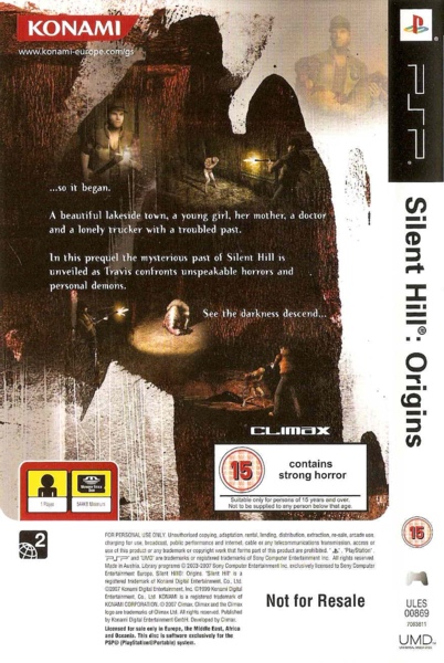 Silent Hill Origins back Silent Hill Origins back