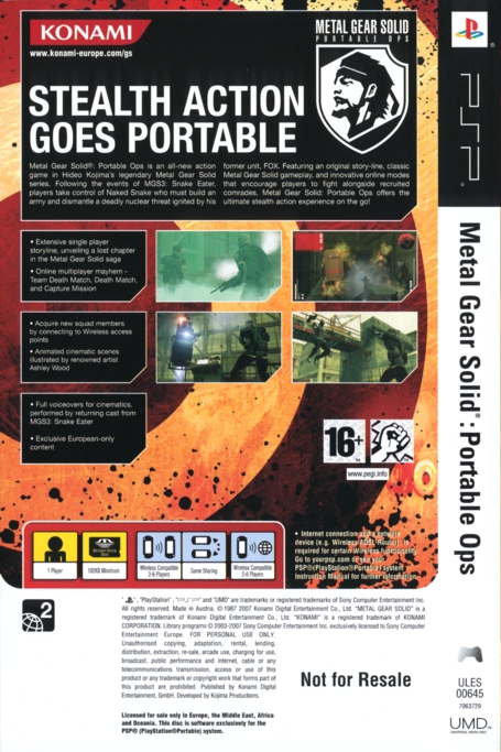 Metal Gear Solid Portable Ops back Metal Gear Solid Portable Ops back