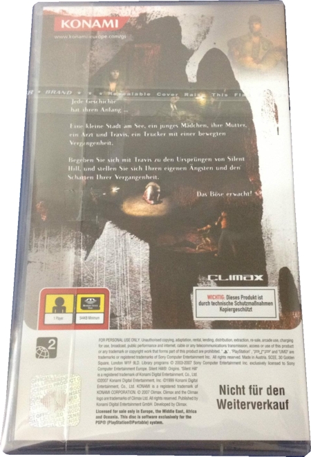 Silent Hill Origins back Silent Hill Origins back
