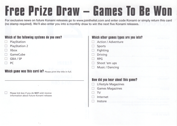 Back of registration card