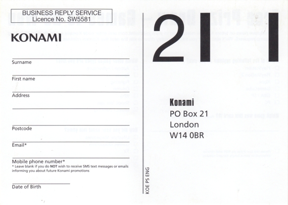 Front of registration card