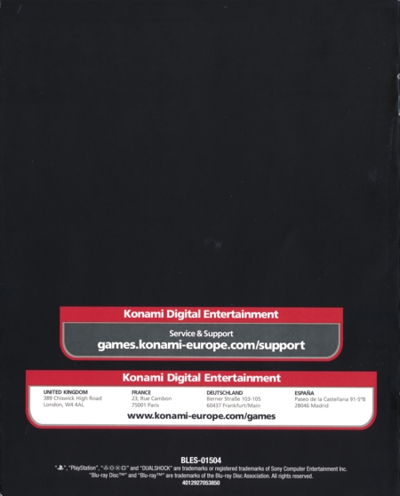 Back of manual