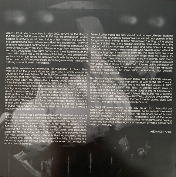 Back of liner notes sheet Back of liner notes sheet