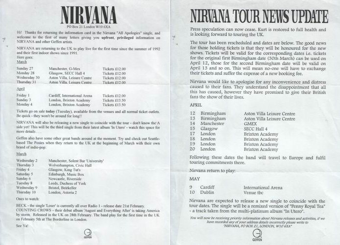 Tour info, original and updated newsletters