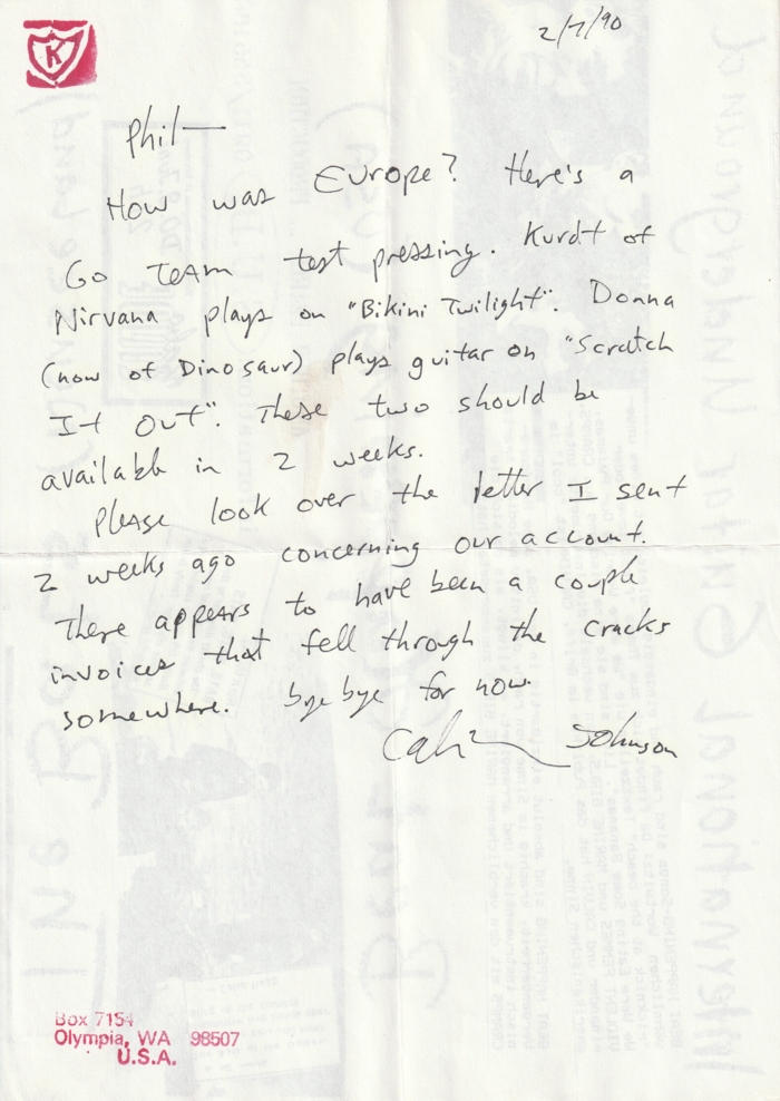 Copy 1, letter from Calvin Johnson